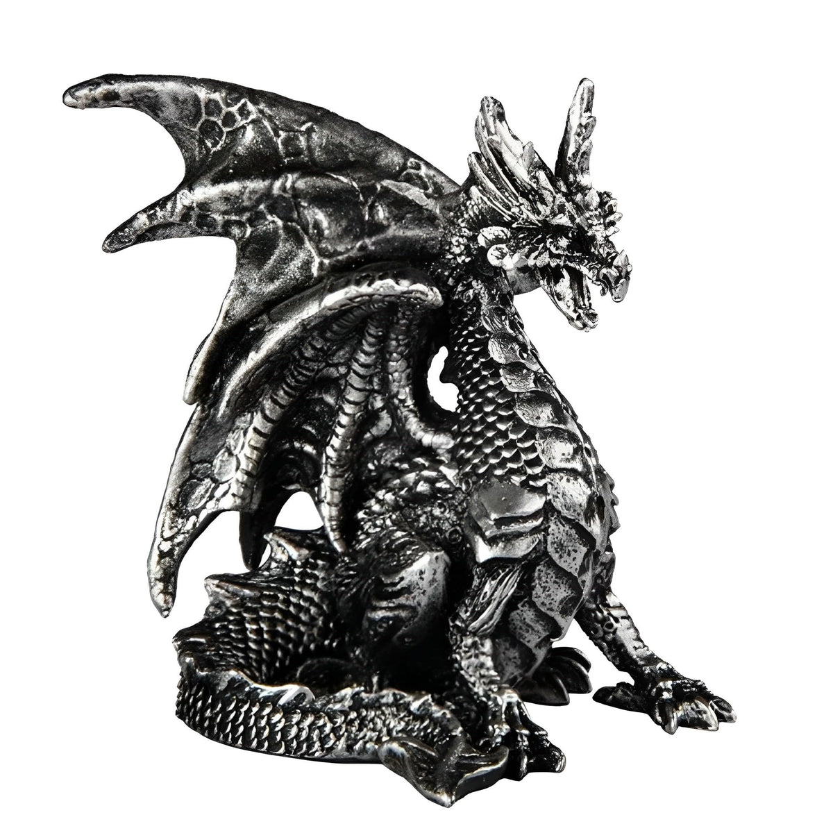 ICE ARMOR 3.75" W Medieval Silver Dragon Statue Fantasy Decoration Figurine