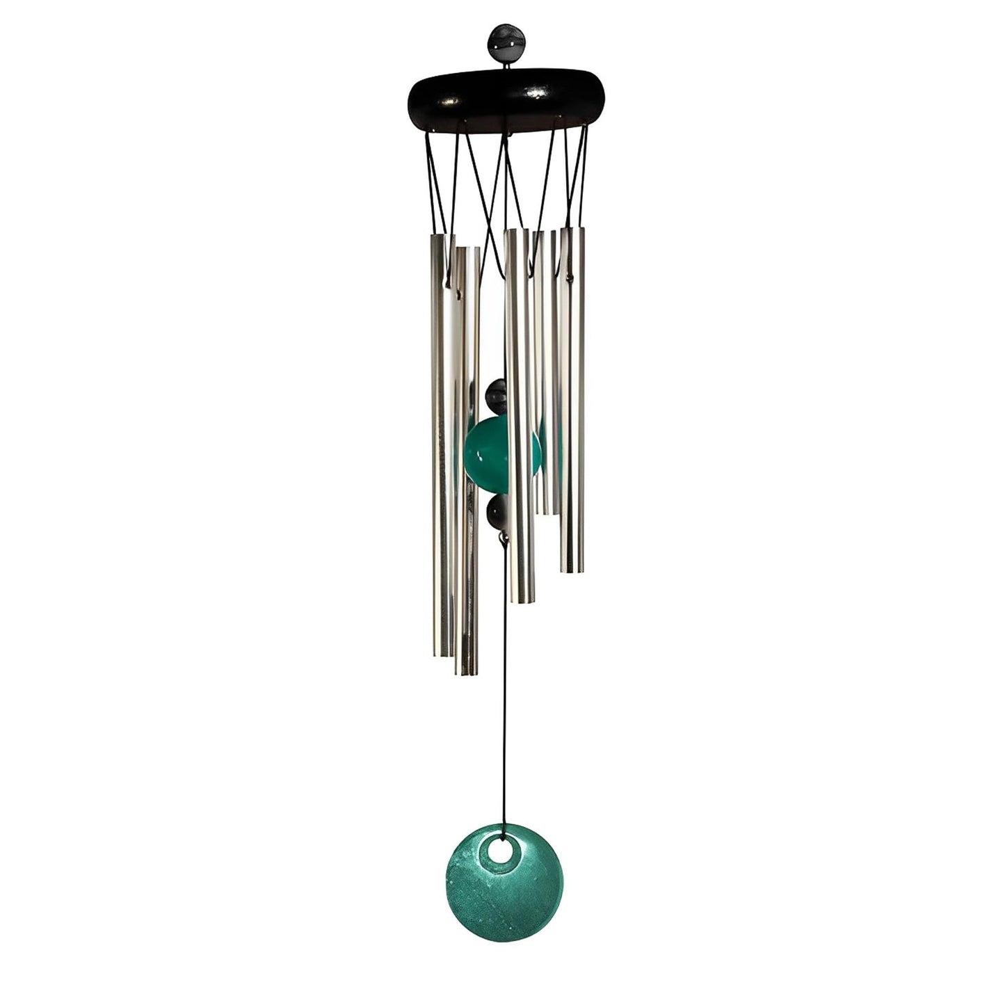 ICE ARMOR 20" Long Wooden Top Geode Wind Chime with Turquoise Gem