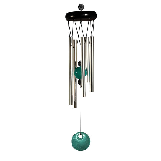 ICE ARMOR 20" Long Wooden Top Geode Wind Chime with Turquoise Gem