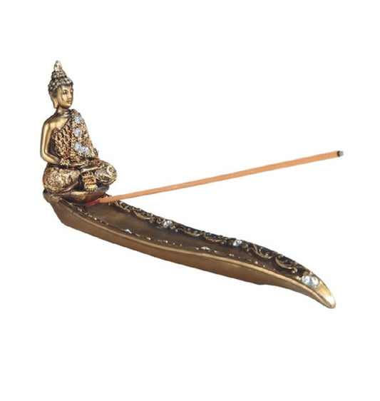 ICE ARMOR 10" W Gold Thai Buddha Incense Burner Incense Sticks Holder Home Decoration