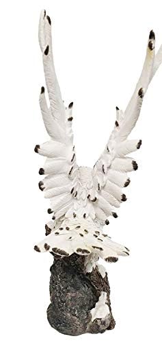ICE ARMOR Detailed Craftmanship Snow Owl Decor Sculpture, Soaring Owl Statue for Shelf Table Counters, Fall Home, Animal Decorations for Living Room
