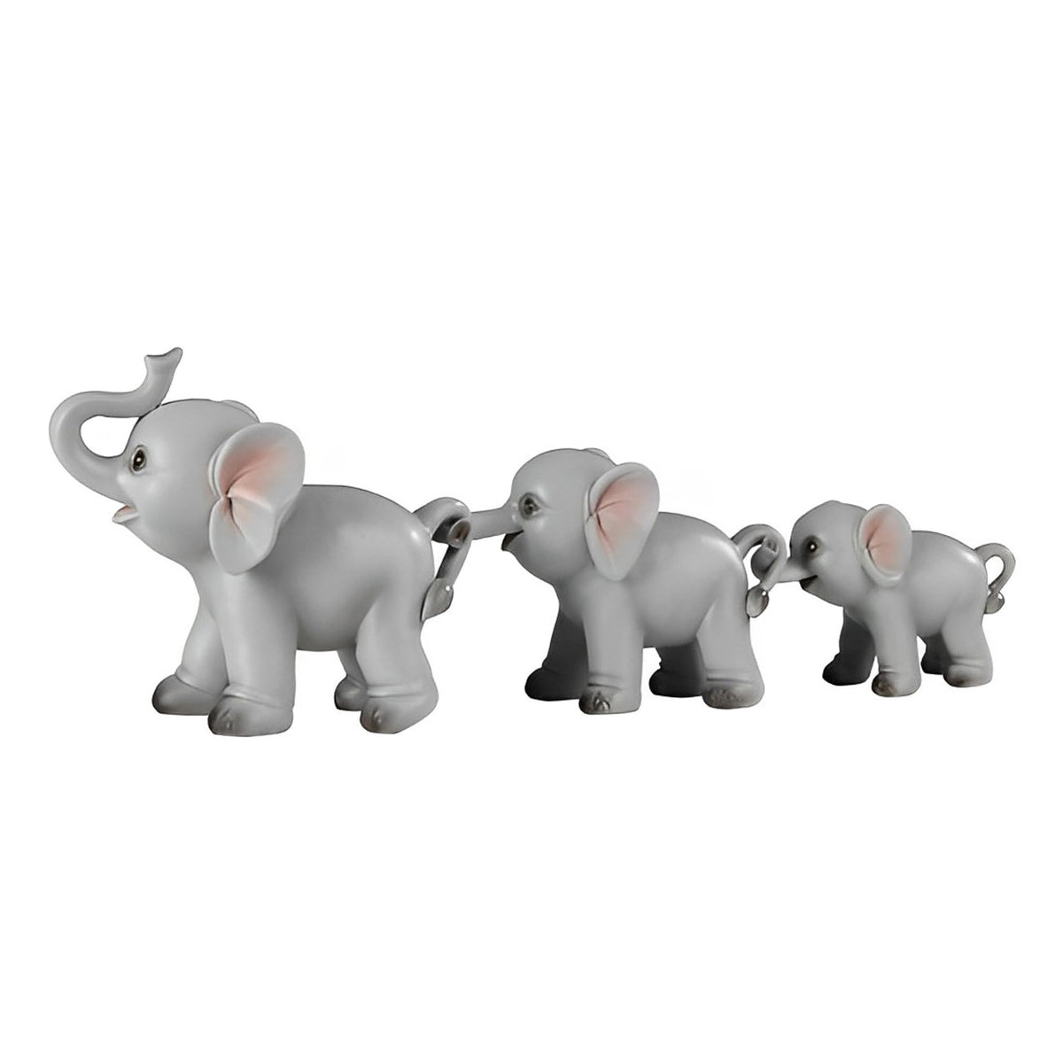 ICE ARMOR 3-PC Elephant Family Holding Tail with Trunk 3.5" H Figurine Set