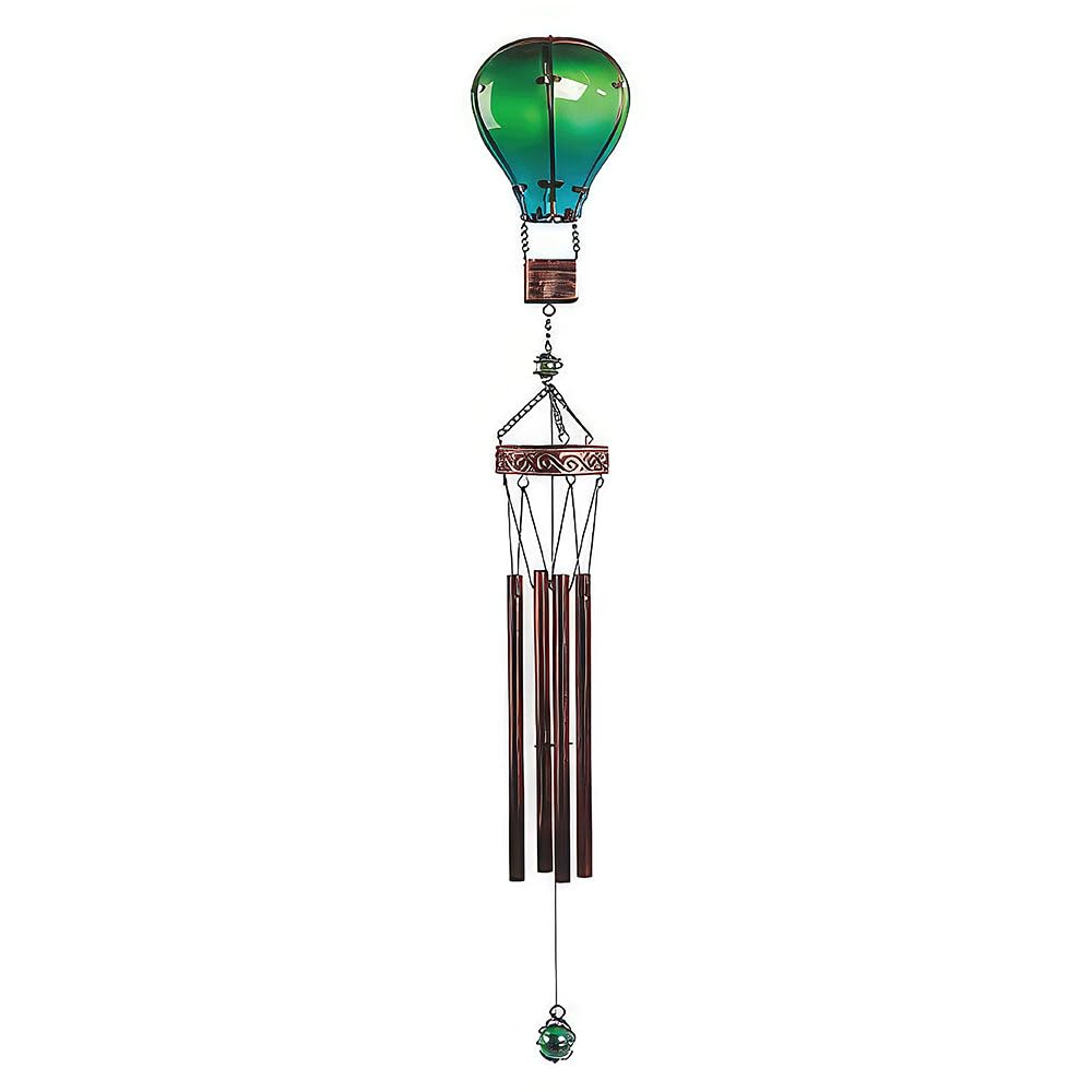 ICE ARMOR 36" Long Green and Blue Glass Air Balloon Wind Chime for Holiday Patio Garden Décor