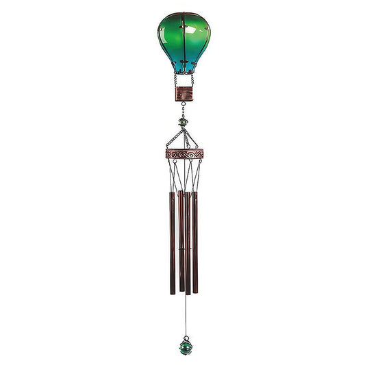 ICE ARMOR 36" Long Green and Blue Glass Air Balloon Wind Chime for Holiday Patio Garden Décor