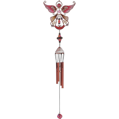 ICE ARMOR 23" Long Red Angel Copper and Gem Wind Chime Garden Patio Decoration