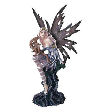 ICE ARMOR 10" H Tree Fairy with Baby Dragon Statue Fantasy Decoration Figurine