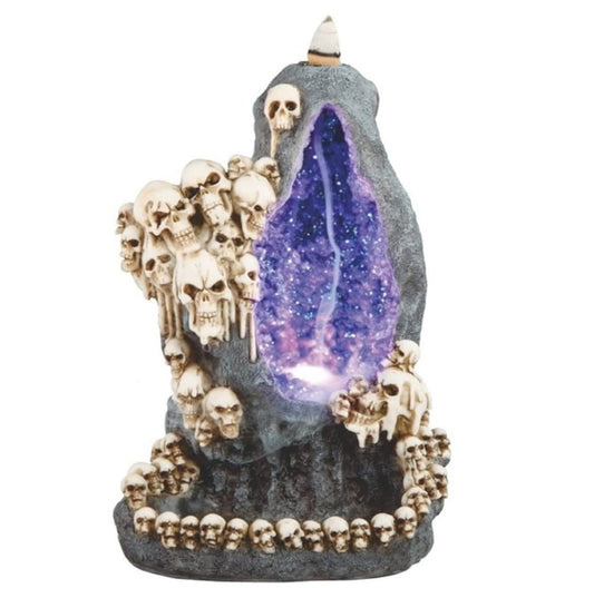 ICE ARMOR 8" H LED Skull Village A Backflow Home Décor Figurine