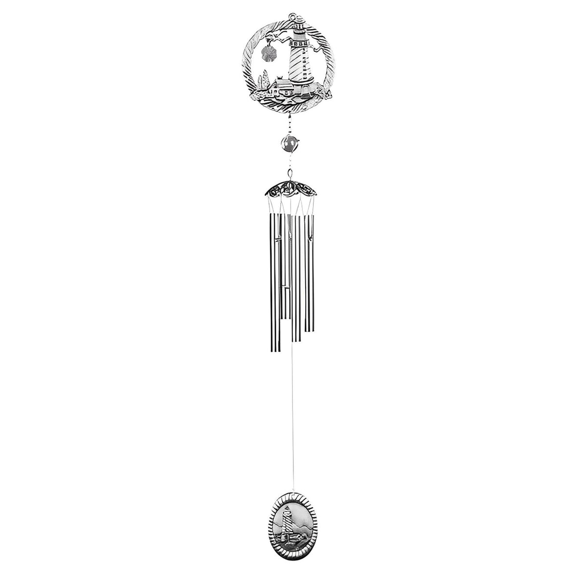 ICE ARMOR 28" Long Pewter Lighthouse Wind Chime