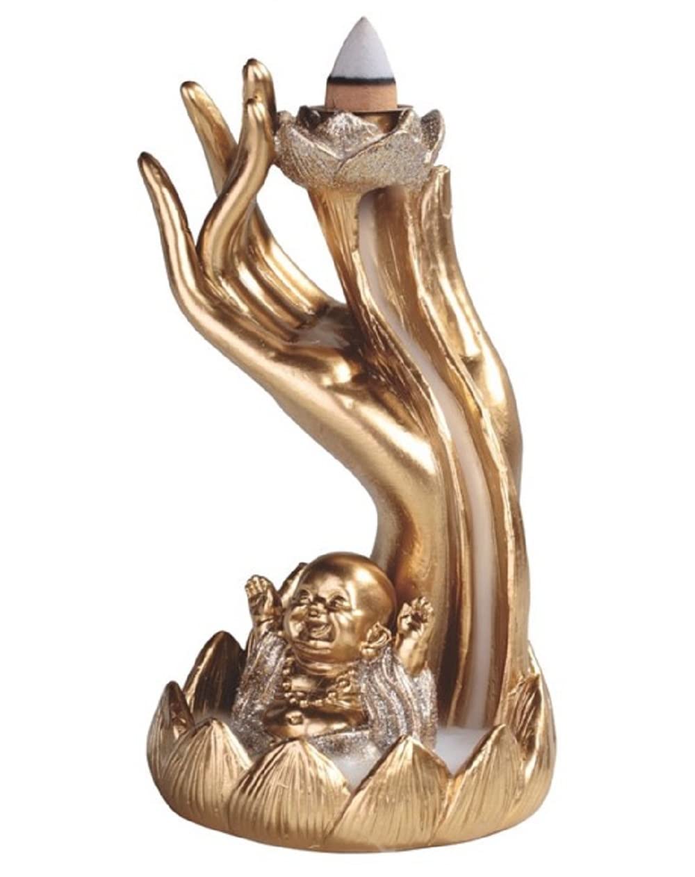 ICE ARMOR 6" H Maitreya Buddha Backflow Incense Burner Incense Sticks Holder