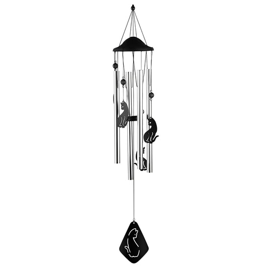 ICE ARMOR 34" Long Black Cat Silhouette Wind Chime