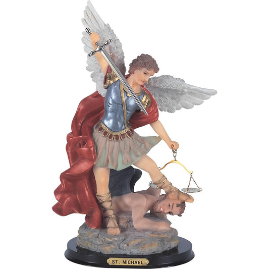 ICE ARMOR 16" H Saint Michael Fighting Demon Holy Figurine Religious Decoration