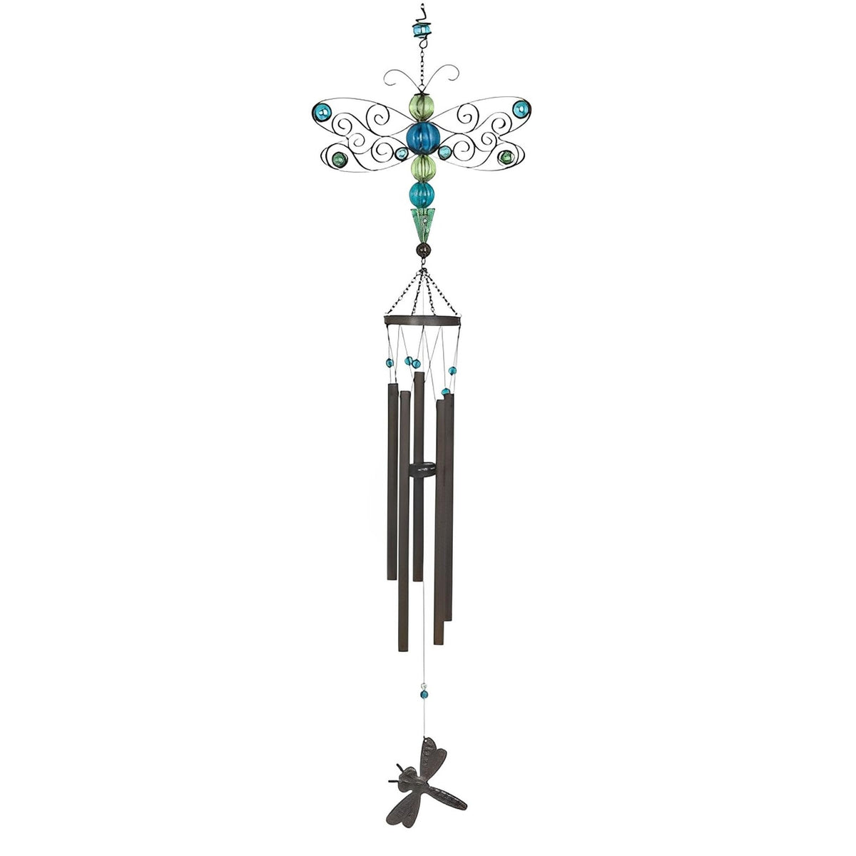ICE ARMOR 46" Long Blue Dragonfly Wind Chime with Metal Gem