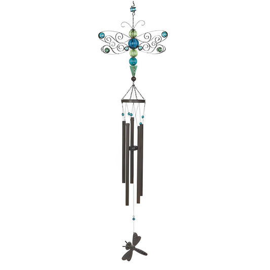 ICE ARMOR 46" Long Blue Dragonfly Wind Chime with Metal Gem