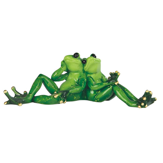 ICE ARMOR 9" W Happy Frog Couple Leaning Back to Back Statue Fantasy Animal Decoration Figurine