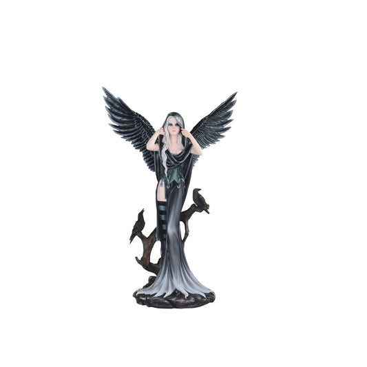 ICE ARMOR 24" H Dark Angel Fairy with Two Crows Statue Fantasy Decoration Figurine Large Sculpture