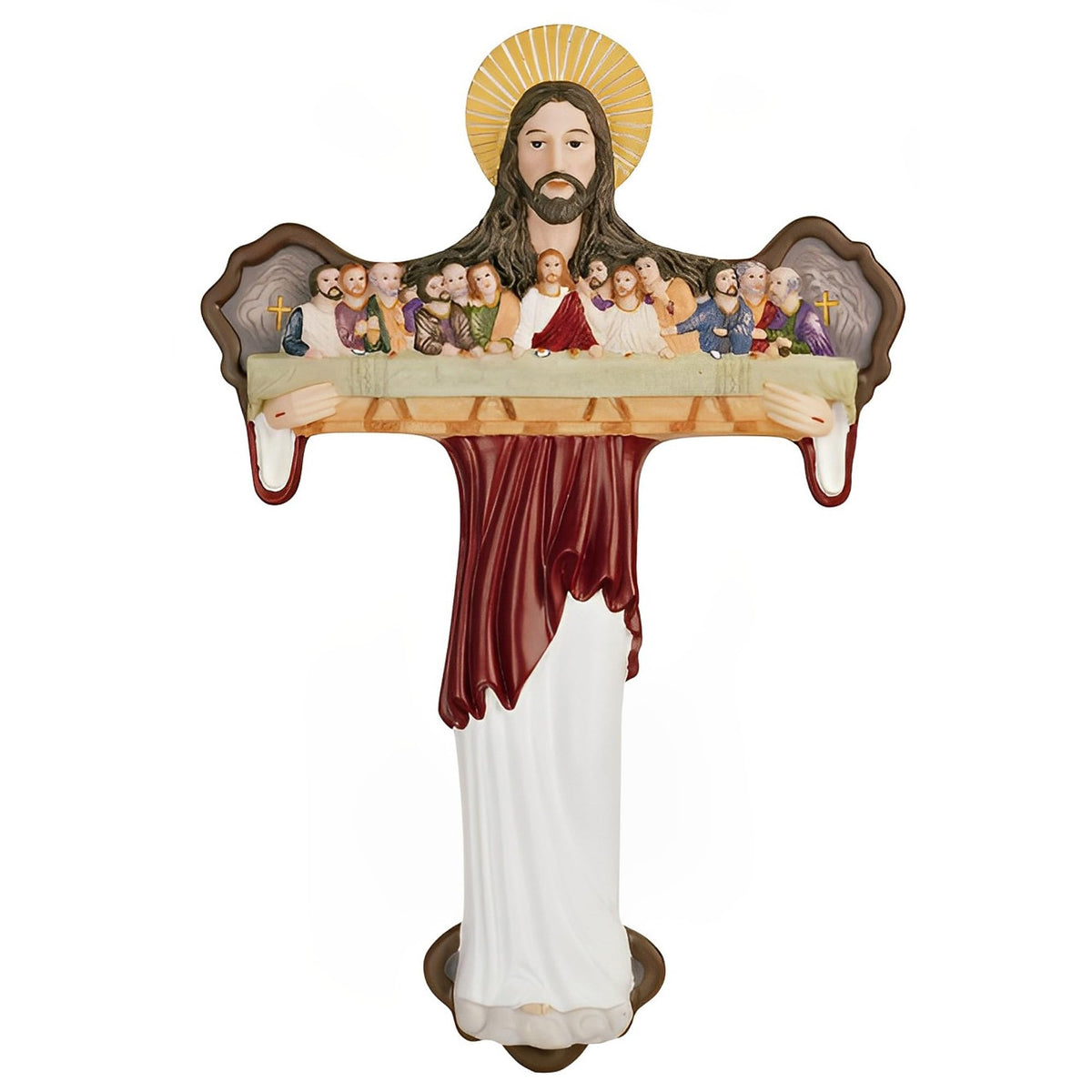 ICE ARMOR 15" H Crucifixion Jesus with Last Supper Theme Holy Figurine Religious Decoration