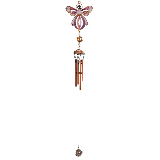 ICE ARMOR 18" Long Purple Angel Copper and Gem Wind Chime Garden Patio Decoration