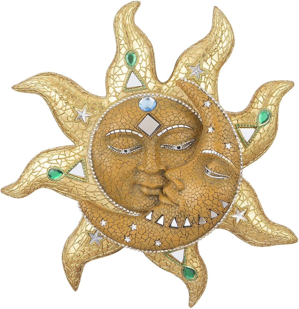 ICE ARMOR 13"H Drak Orange Sun and Moon Mosaic Wall Sculpture
