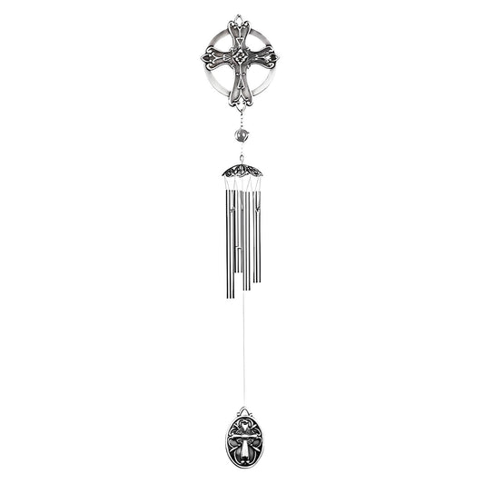 ICE ARMOR 28" Long Pewter Cross Wind Chime