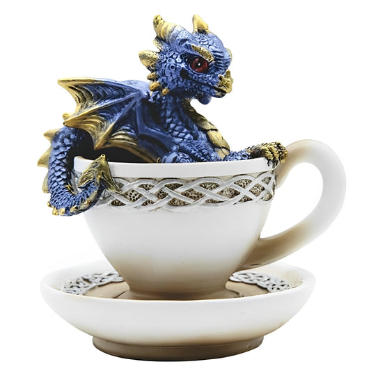 ICE ARMOR 4.5" H Blue Dragon in Cup Statue Fantasy Decoration Figurine