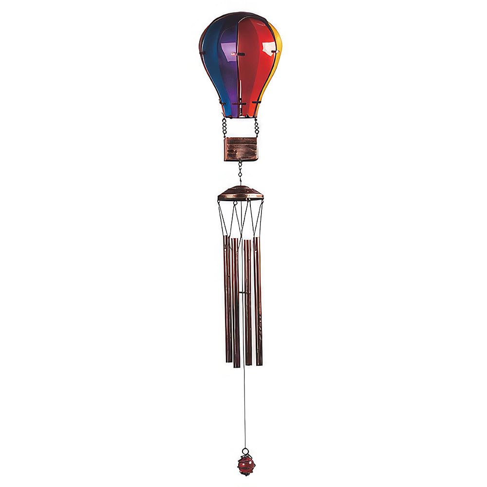 ICE ARMOR 41" Long Rainbow Glass Air Balloon Wind Chime for Holiday Patio Garden Décor