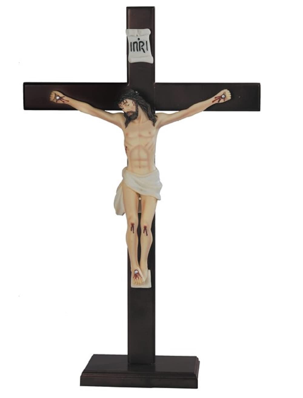 ICE ARMOR Jesus Nailed On The Cross 24"H Bronze Wall Cross Crucifix Holy Statue Religious Decoration Figurine