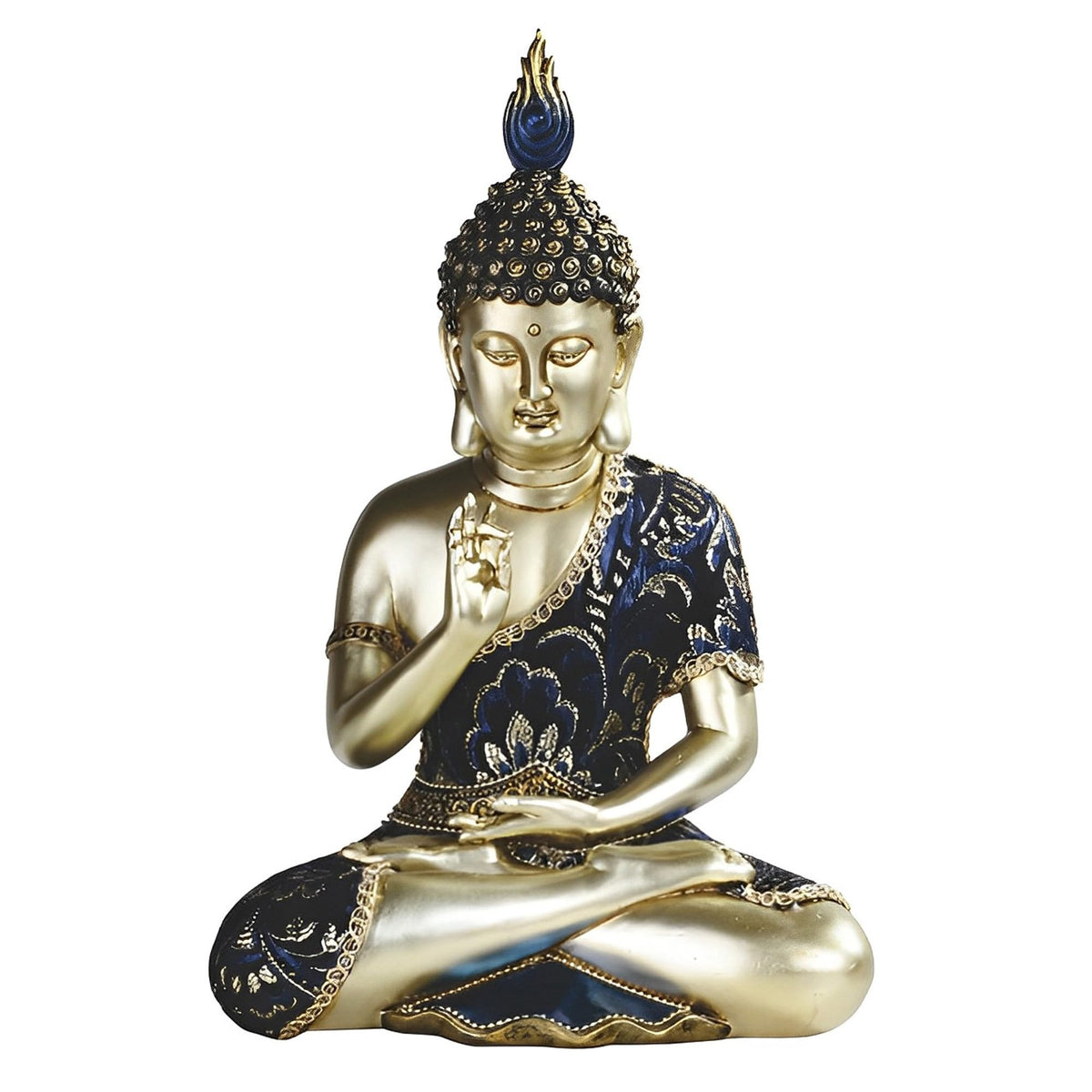 ICE ARMOR 11.25" H Teaching Buddha in Blue and Gold Statue Feng Shui Decoration Religious Figurine