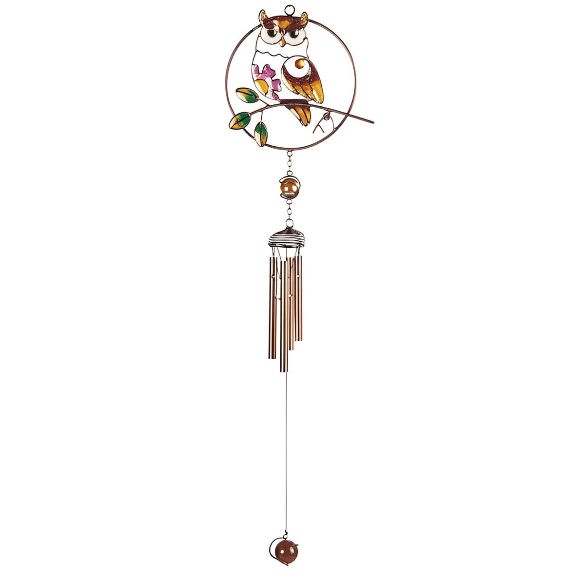 ICE ARMOR 28" Long Owl Wind Chime with Gem Garden Patio Decoration