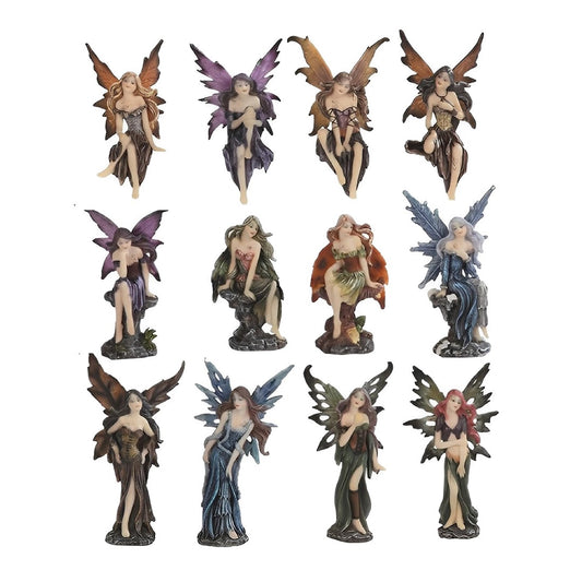 ICE ARMOR 12-PC Mini Fairy with Multi Poses 5" H Miniature Fairy Fantasy Decoration Figurine Set