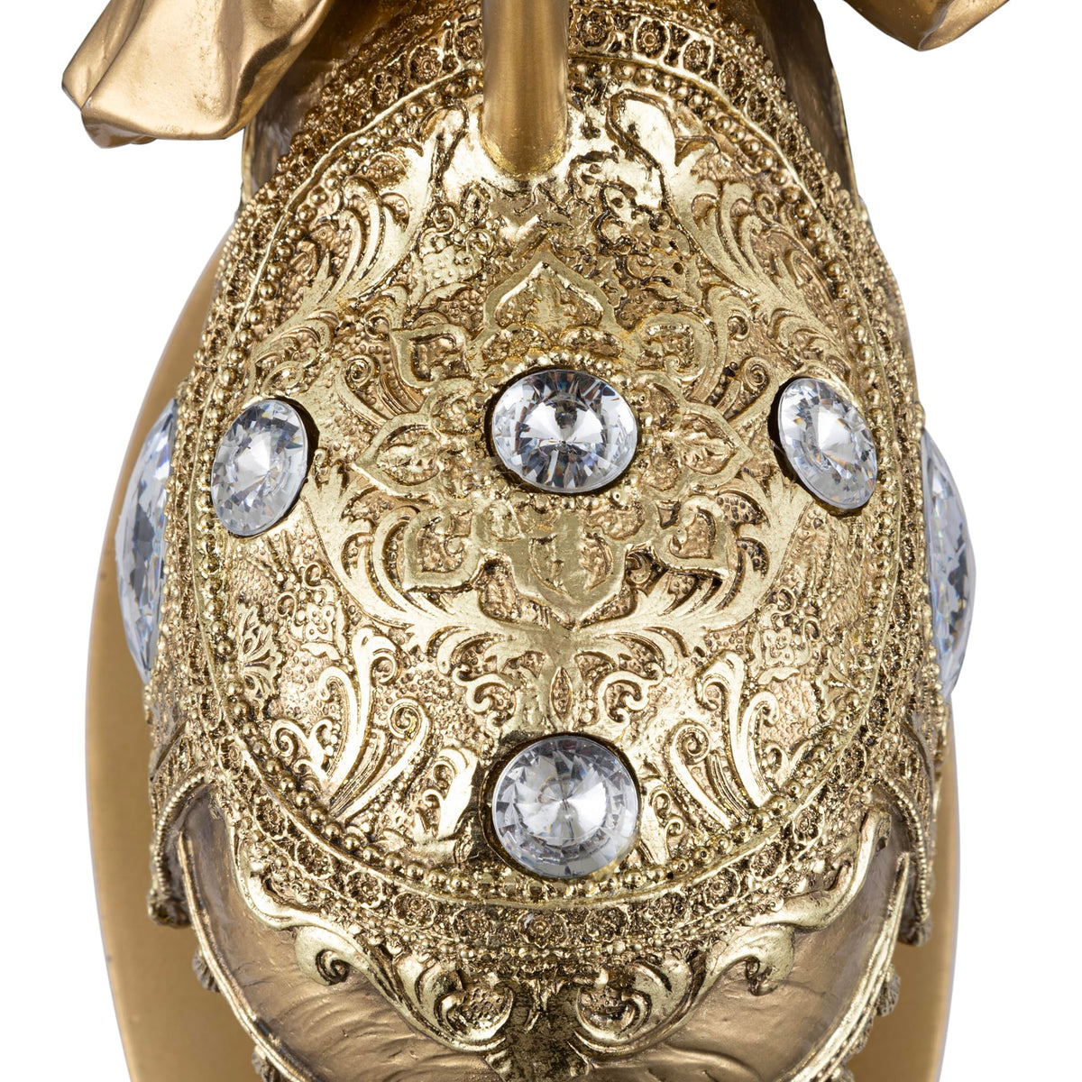ICE ARMOR 18.5" Detailed Craftsmanship Golden Elephant Table Lamp - Bedside Light with Fabric Shade, Exotic Decor & Cultural Ambiance