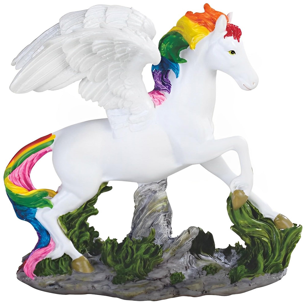 ICE ARMOR 5.5" W Pegasus with Rainbow Mane Statue Fantasy Unicorn Decoration Figurine