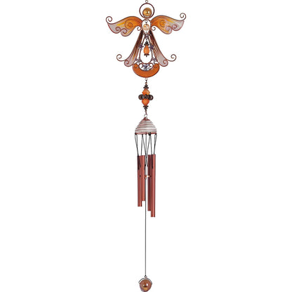 ICE ARMOR 23" Long Yellow Angel Copper and Gem Wind Chime Garden Patio Decoration