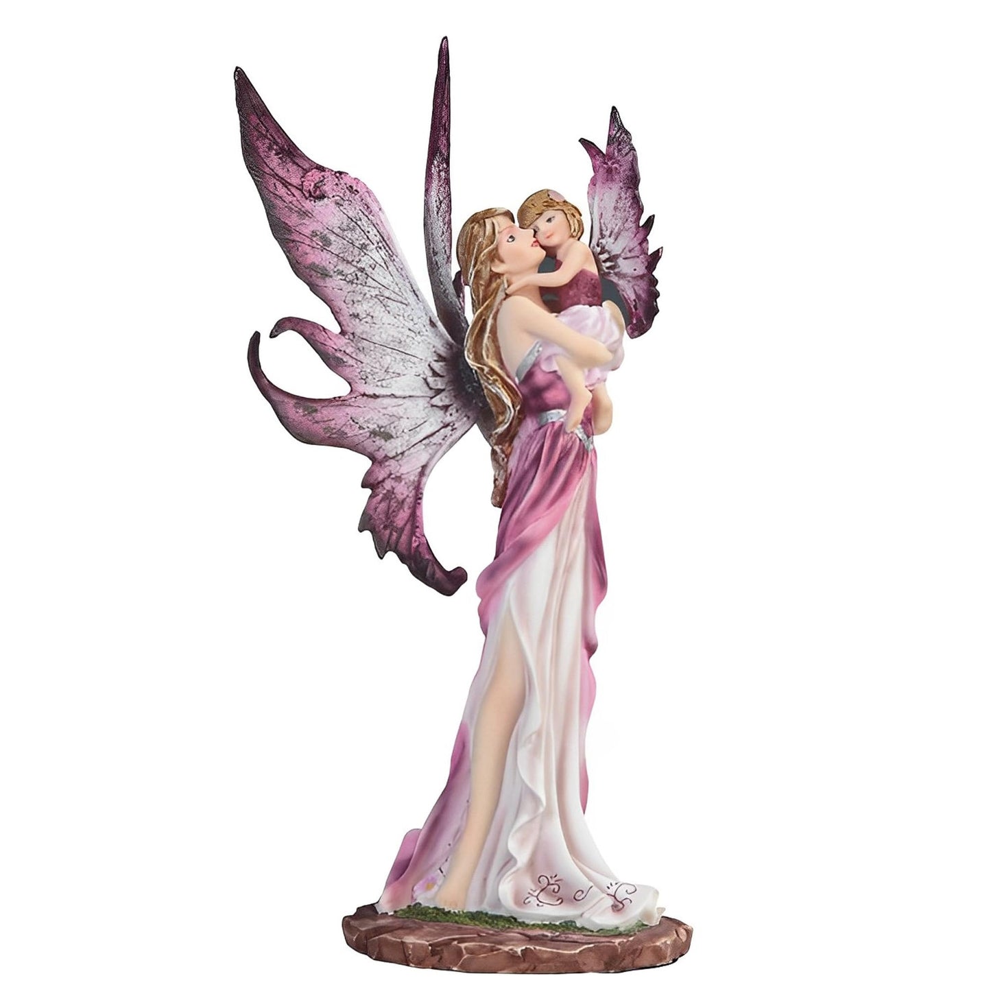 ICE ARMOR 10" H Purple Fairy with Baby Girl Statue Fantasy Decoration Figurine