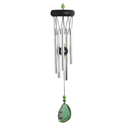 ICE ARMOR 20" Long Wooden Top Green Geode Wind Chime