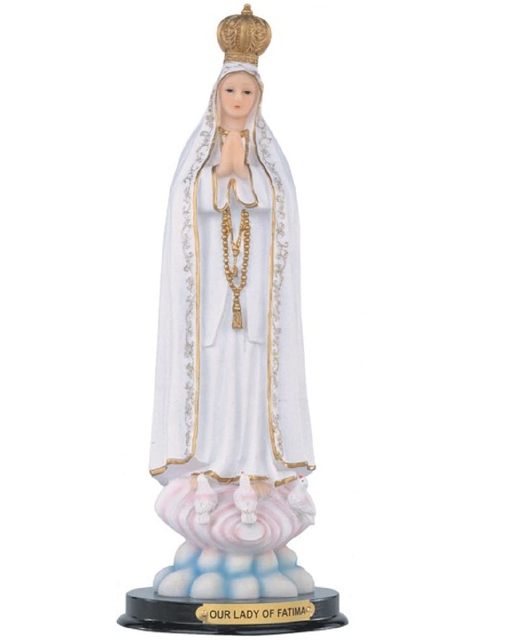 ICE ARMOR 12" H Our Lady of Fatima Statue Our Lady of The Holy Rosary of Fatima Holy Figurine Religious Decoration