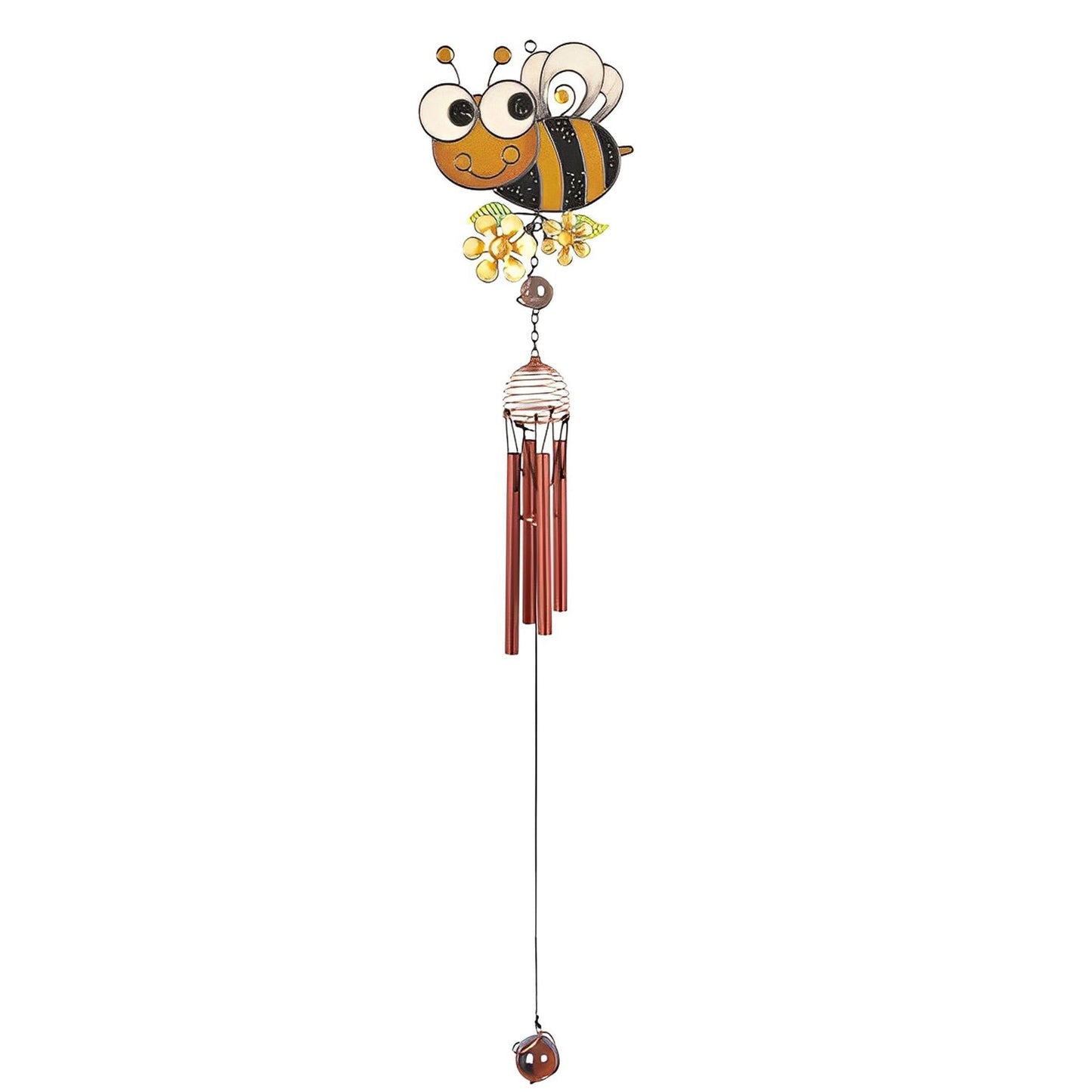 ICE ARMOR 31" Long Yellow Bee Wind Chime with Copper Gem