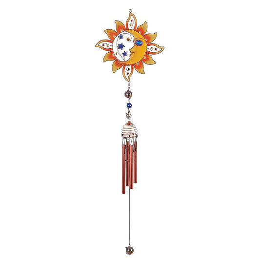 ICE ARMOR 33" Long Copper Gem Moon and Sun Wind Chime