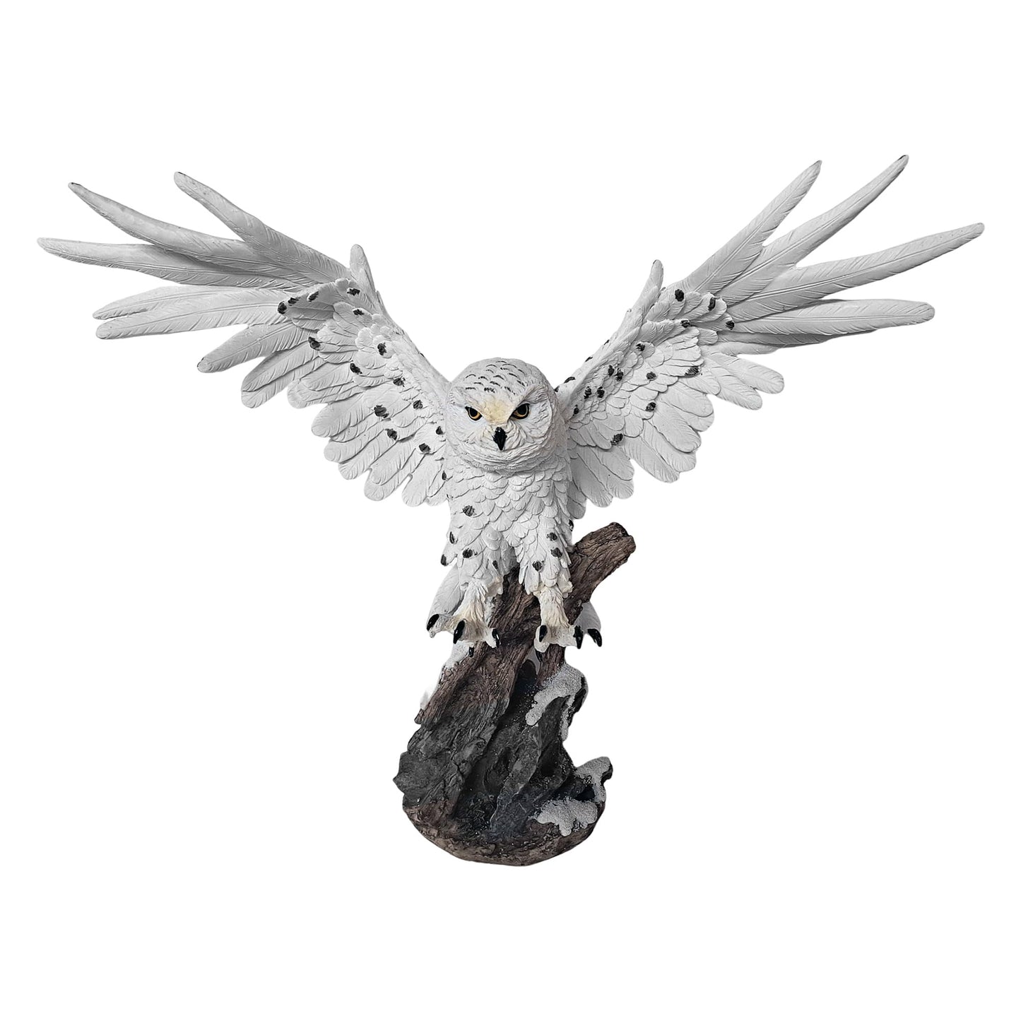 ICE ARMOR Detailed Craftmanship Snow Owl Decor Sculpture, Soaring Owl Statue for Shelf Table Counters, Fall Home, Animal Decorations for Living Room