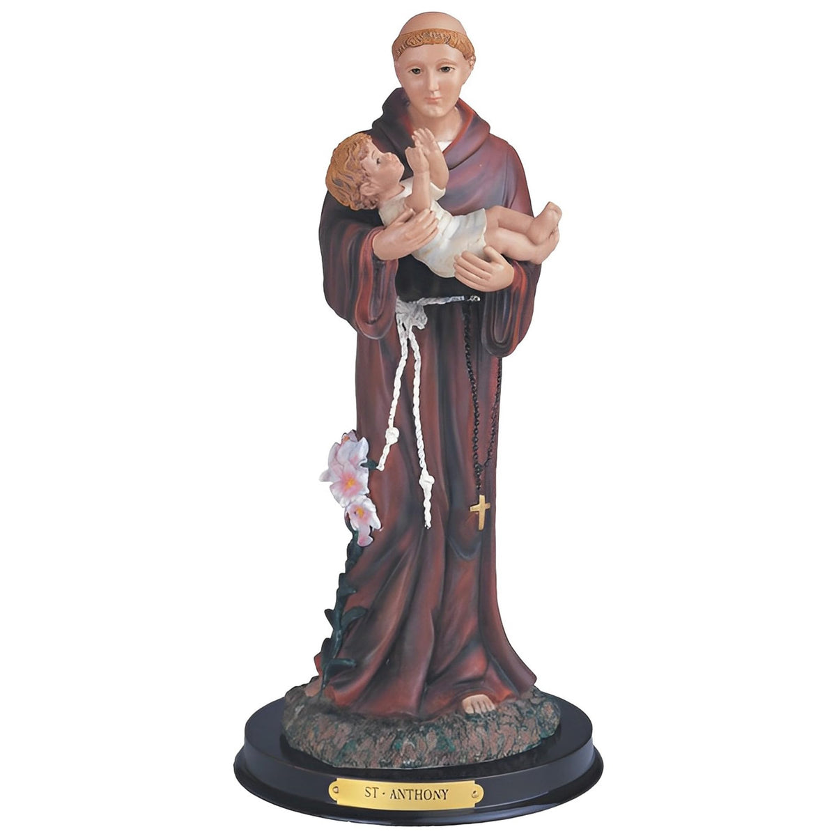 ICE ARMOR 12" H Saint Anthony Statue Anthony of Padua Holy Figurine Religious Decoration
