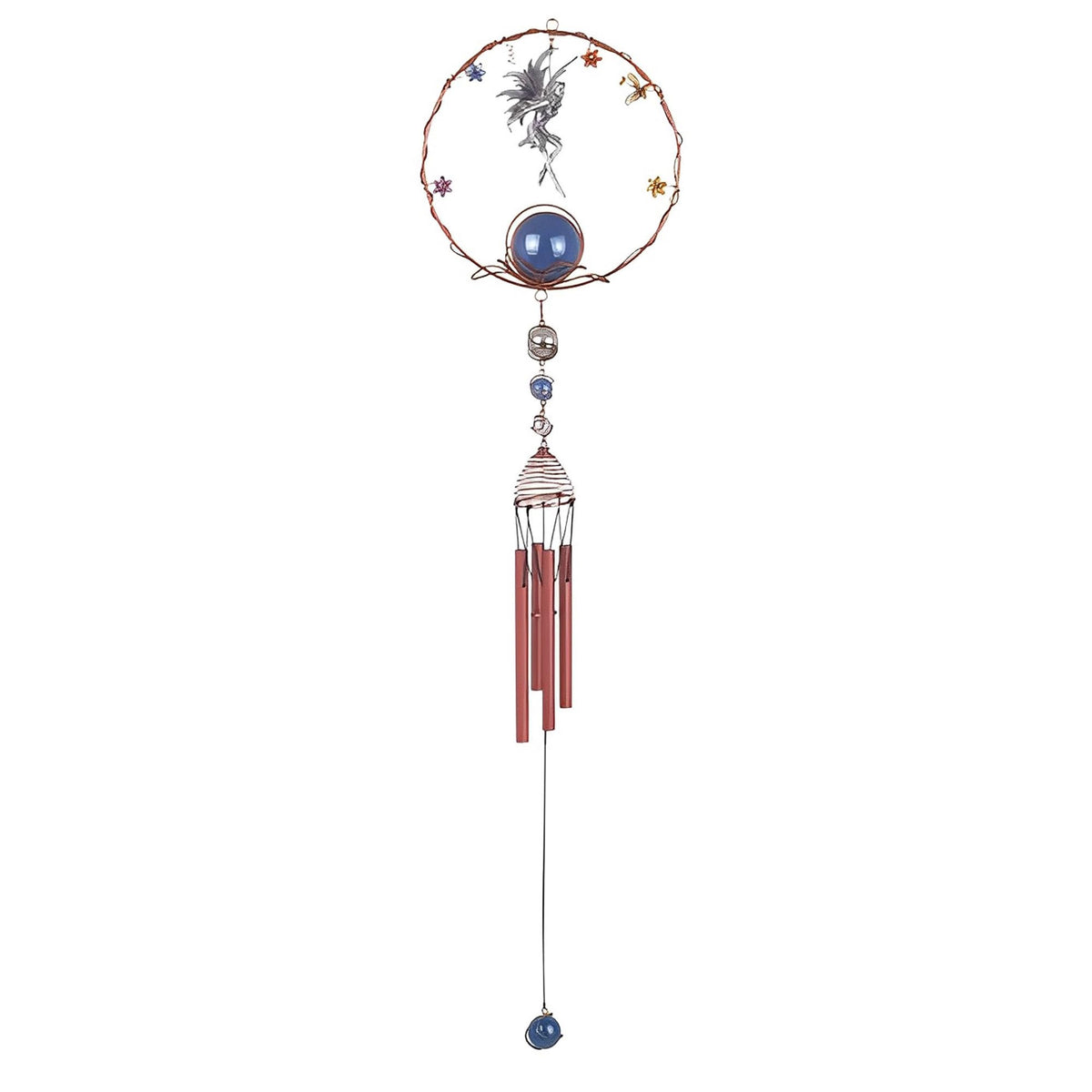 ICE ARMOR 34" Long Fairy Pewter Wind Chime with Copper Gem