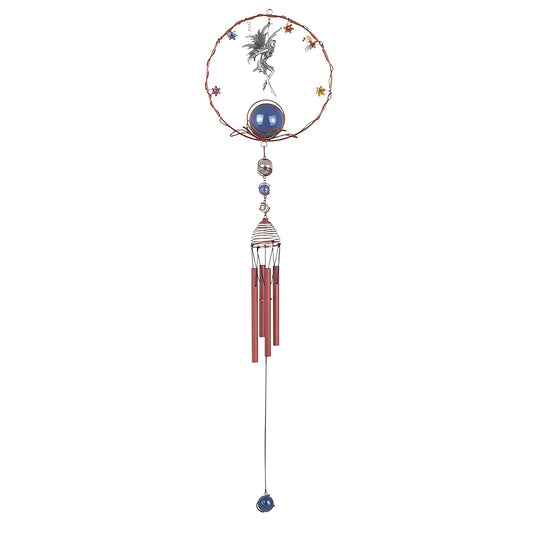 ICE ARMOR 34" Long Fairy Pewter Wind Chime with Copper Gem