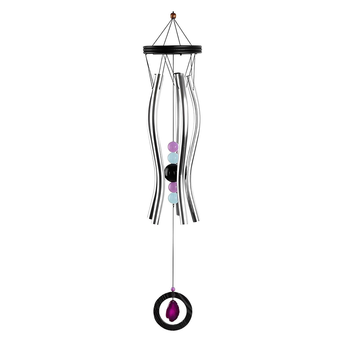 ICE ARMOR 33" Long Wooden Top Geode Wind Chime Wavy Tube