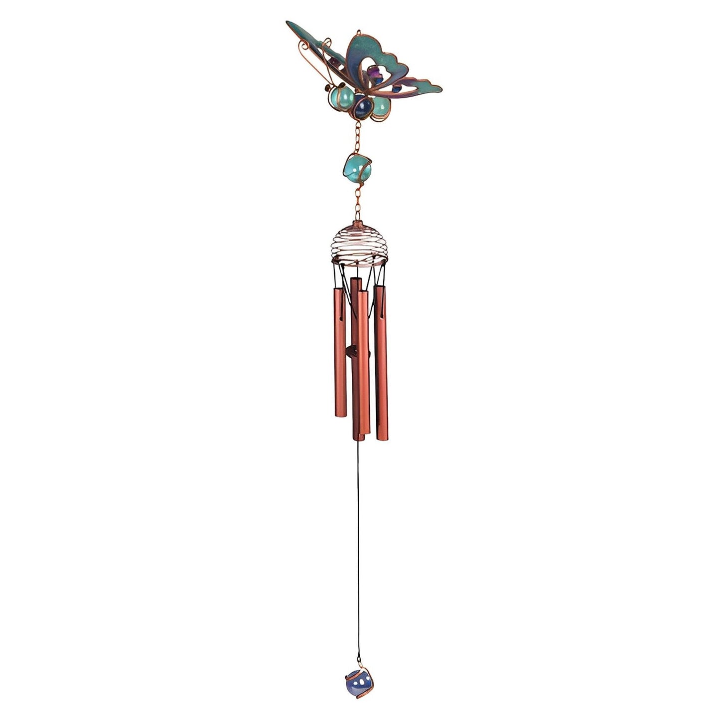 ICE ARMOR 22" Long Blue Butterfly Wind Chime with Copper Gem