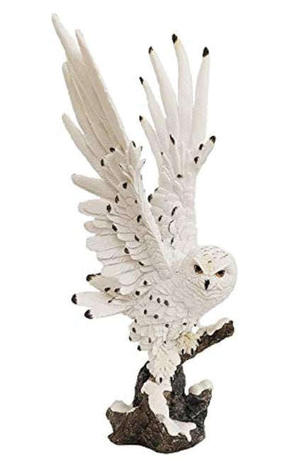 ICE ARMOR Detailed Craftmanship Snow Owl Decor Sculpture, Soaring Owl Statue for Shelf Table Counters, Fall Home, Animal Decorations for Living Room