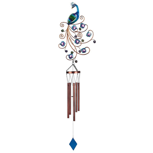ICE ARMOR 45" Long Blue Purple Peacock Wind Chime Garden Patio Decoration