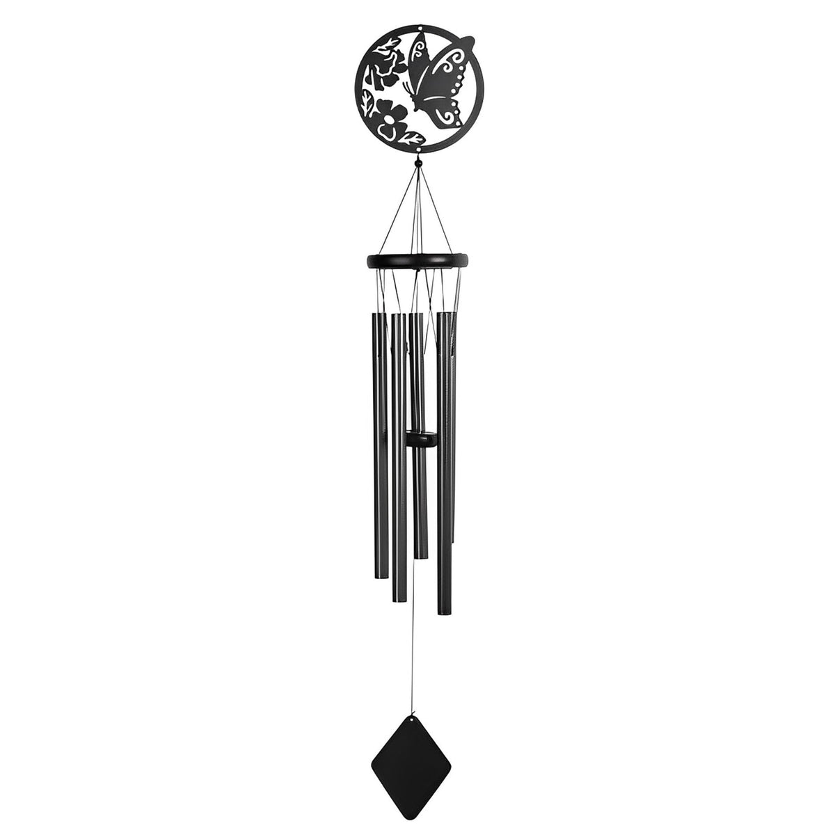 ICE ARMOR 40" Long Metal Black Butterfly Wind Chime