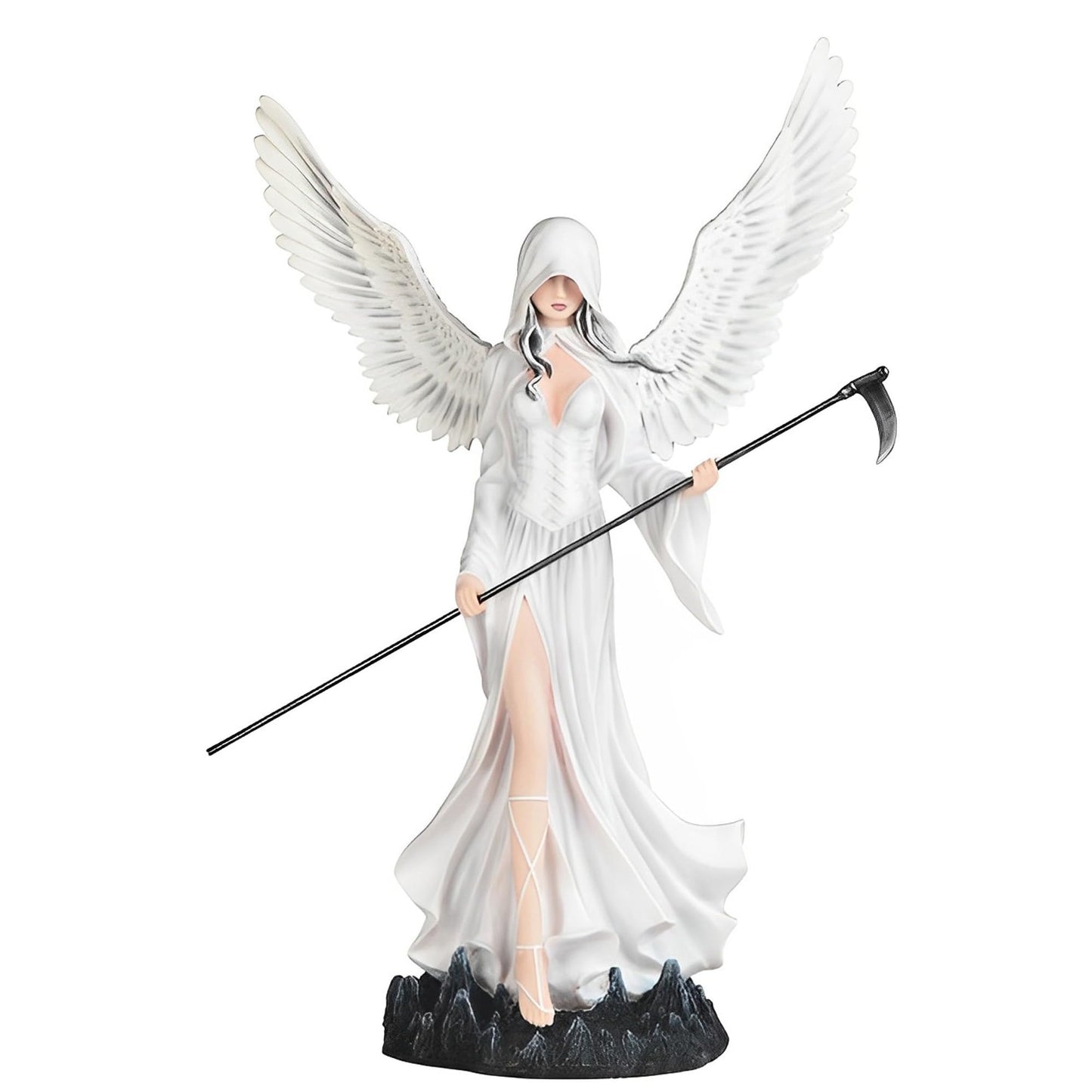 ICE ARMOR 24" H Angel of Death in White Walking with Scythe Statue Fantasy Decoration Figurine Large Sculpture Special