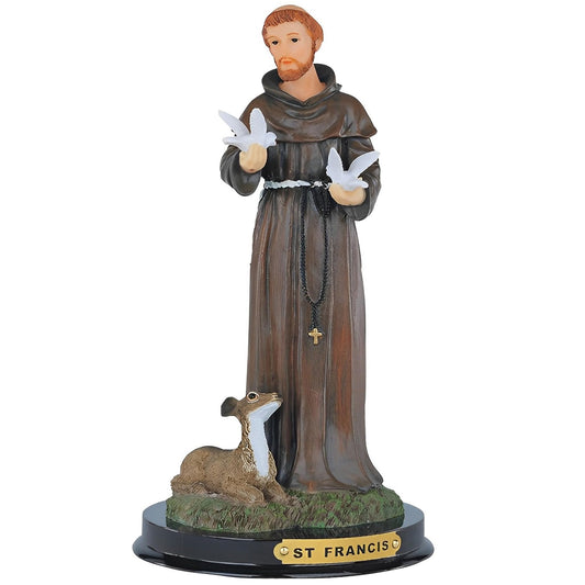ICE ARMOR 9" H Saint Francis with Deer and Doves Statue Holy Figurine Religious Decoration