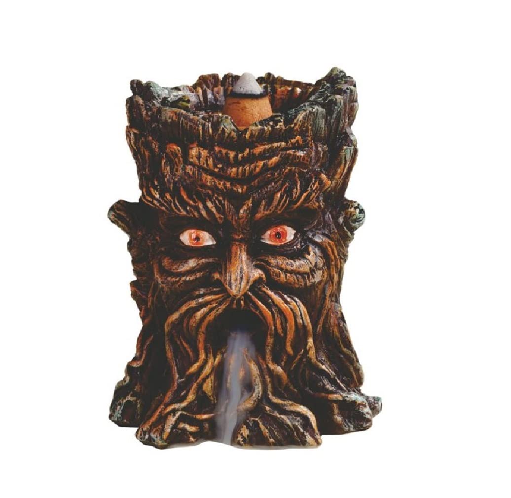 ICE ARMOR 3.25" H Forest Mystic Tree Spirit Greenman Backflow Incense Holder Statue Fantasy Decoration Figurine Incense Burner