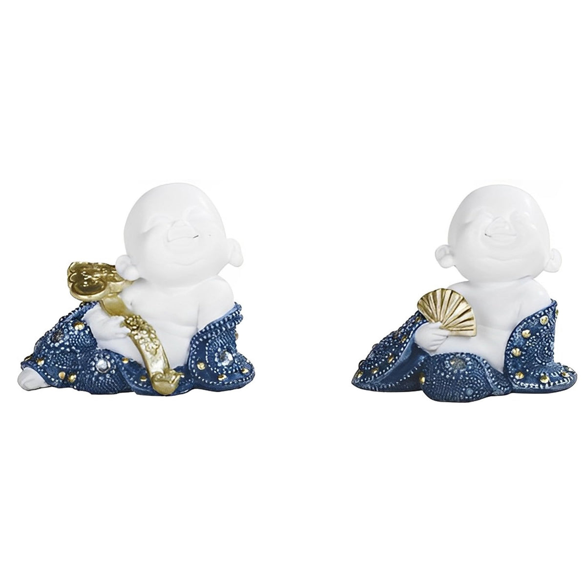 ICE ARMOR 2-PC Little Monk Set 3.5" W Statue Feng Shui Decoration Religious Figurine
